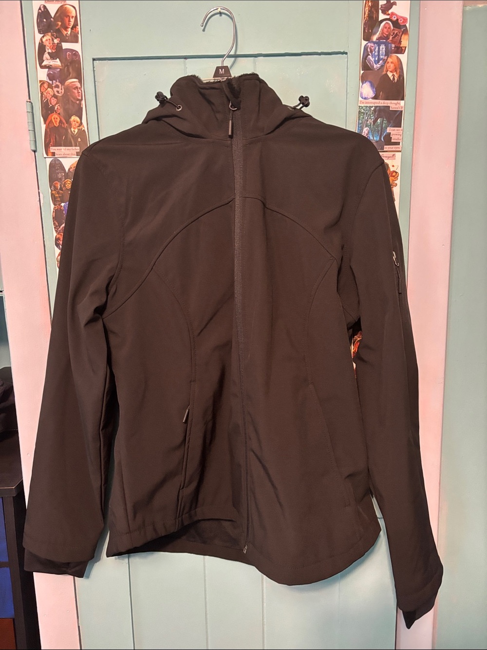 Free Country Men's Hooded Windbreaker Jacket in Black